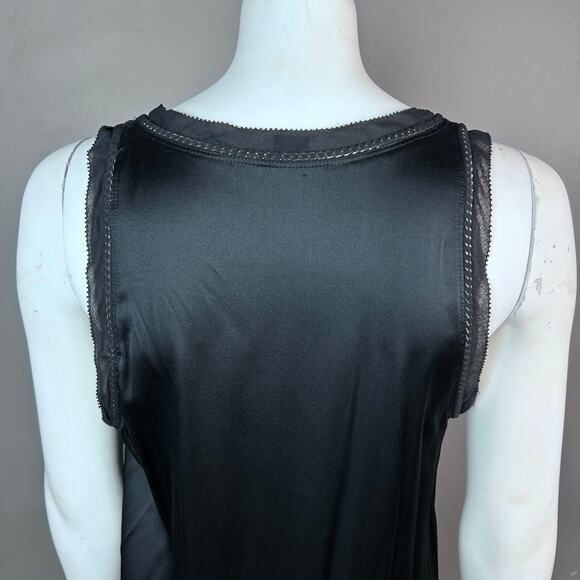 Theory tank top blouse women's Large black silk scoop neck chain goth witchy - Picture 10 of 14